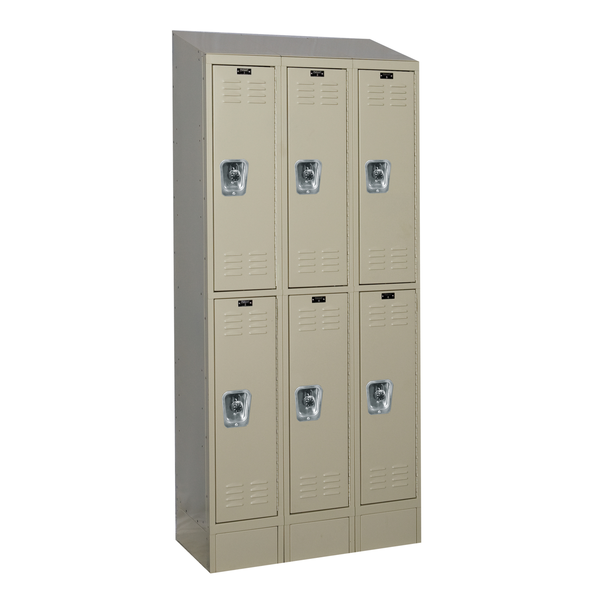Hallowell, Double Tier ReadyBuilt Locker, Height 82 in, Width 36 in, Color Tan, Model# URB3228-2ASB-PT